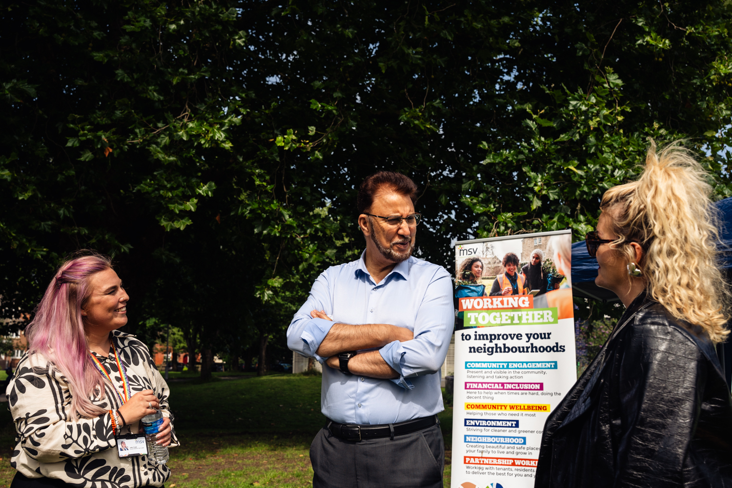 Afzal Khan MP chatting to MSV colleagues