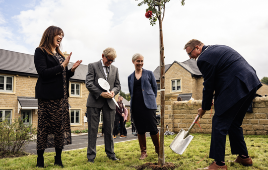 Ribble Valley Deputy Mayor Lee Jameson plants a tree with Cllr Simon Hore and Sarah Threlfall, CEO of Ribble Valley Council and Charlie Norman, CEO of MSV Housing